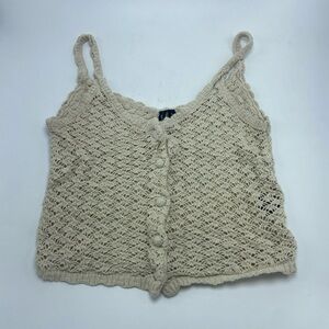 Moon & Madison Beige Crochet Crop Top